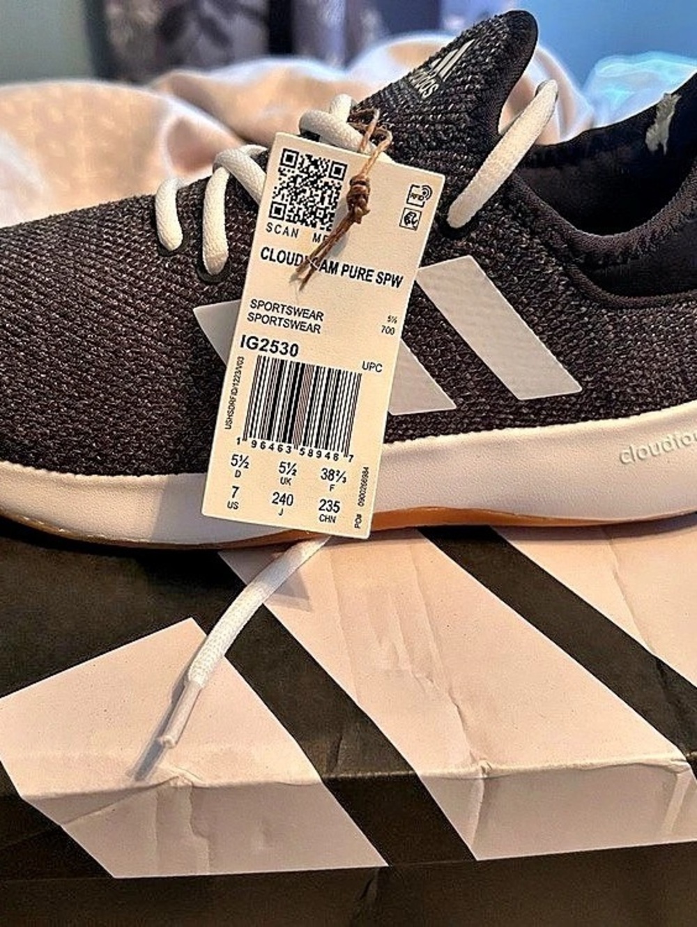 adidas Cloudfoam Pure SPW Black & White US 7